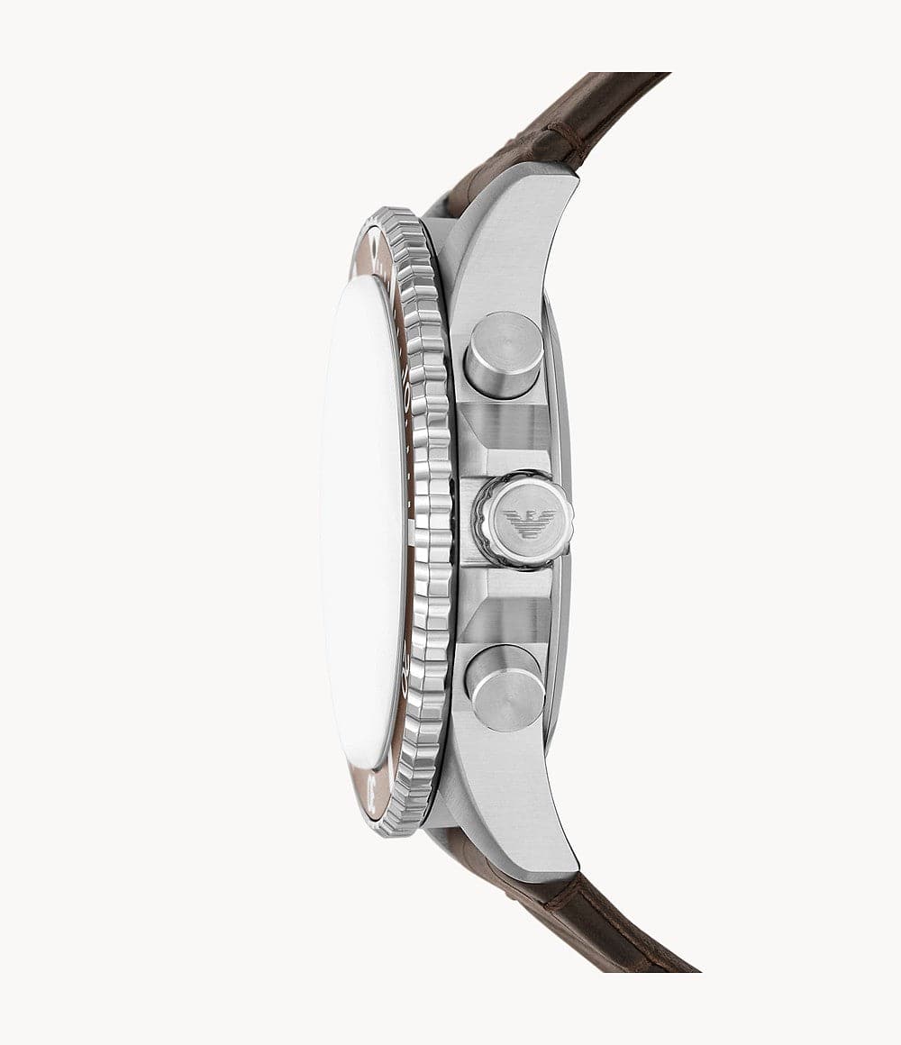 Emporio Armani Chronograph Brown Leather Watch AR11486I