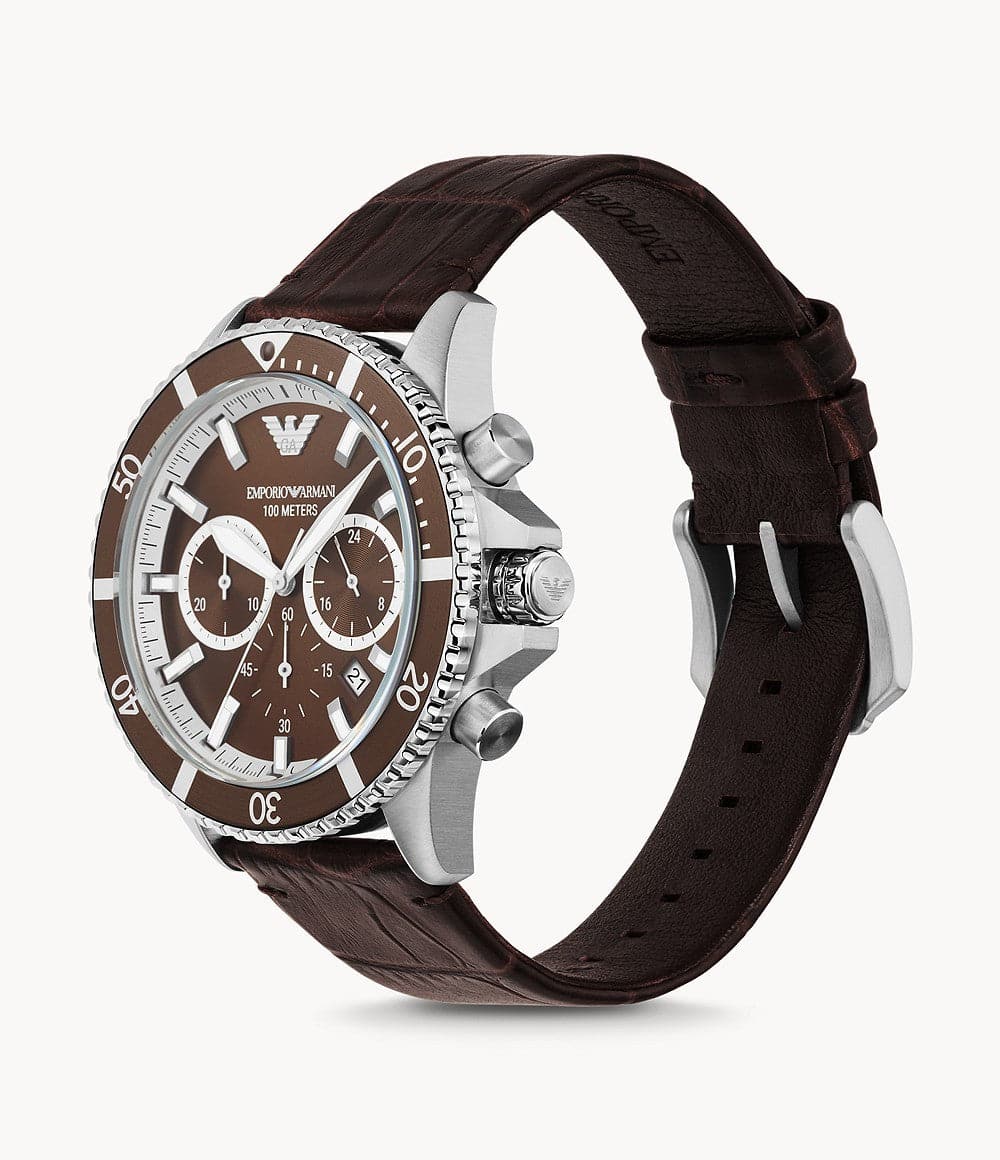 Emporio Armani Chronograph Brown Leather Watch AR11486I