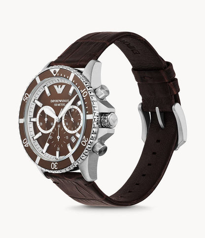 Emporio Armani Chronograph Brown Leather Watch AR11486I