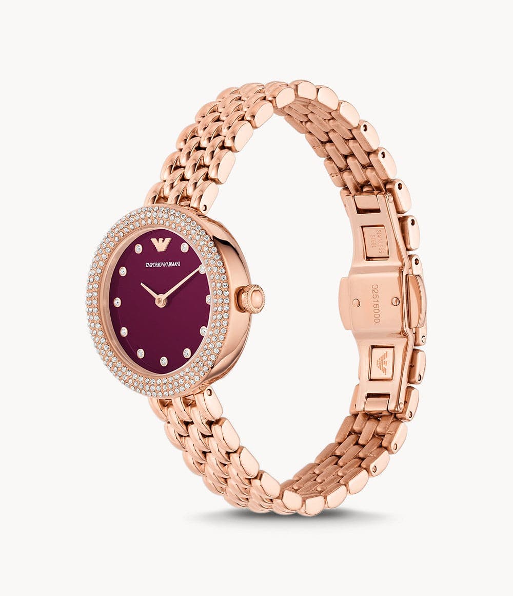 Emporio Armani Two-Hand Rose Gold Stainless Steel Watch AR11491I