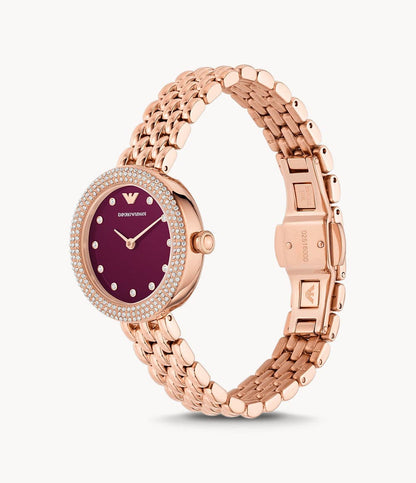 Emporio Armani Two-Hand Rose Gold Stainless Steel Watch AR11491I