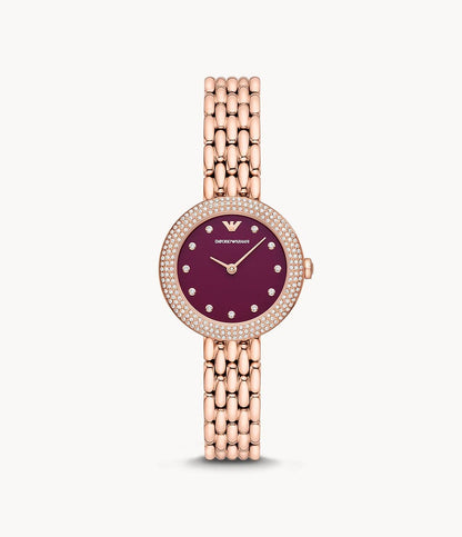 Emporio Armani Two-Hand Rose Gold Stainless Steel Watch AR11491I