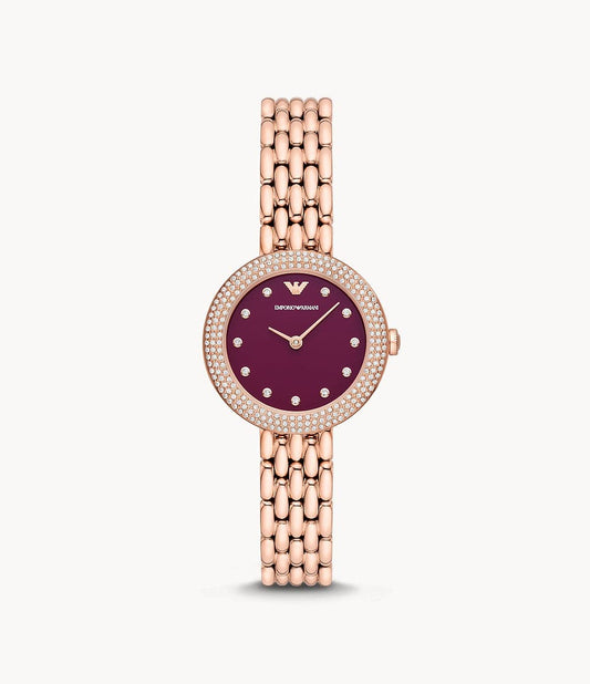 Emporio Armani Two-Hand Rose Gold Stainless Steel Watch AR11491I