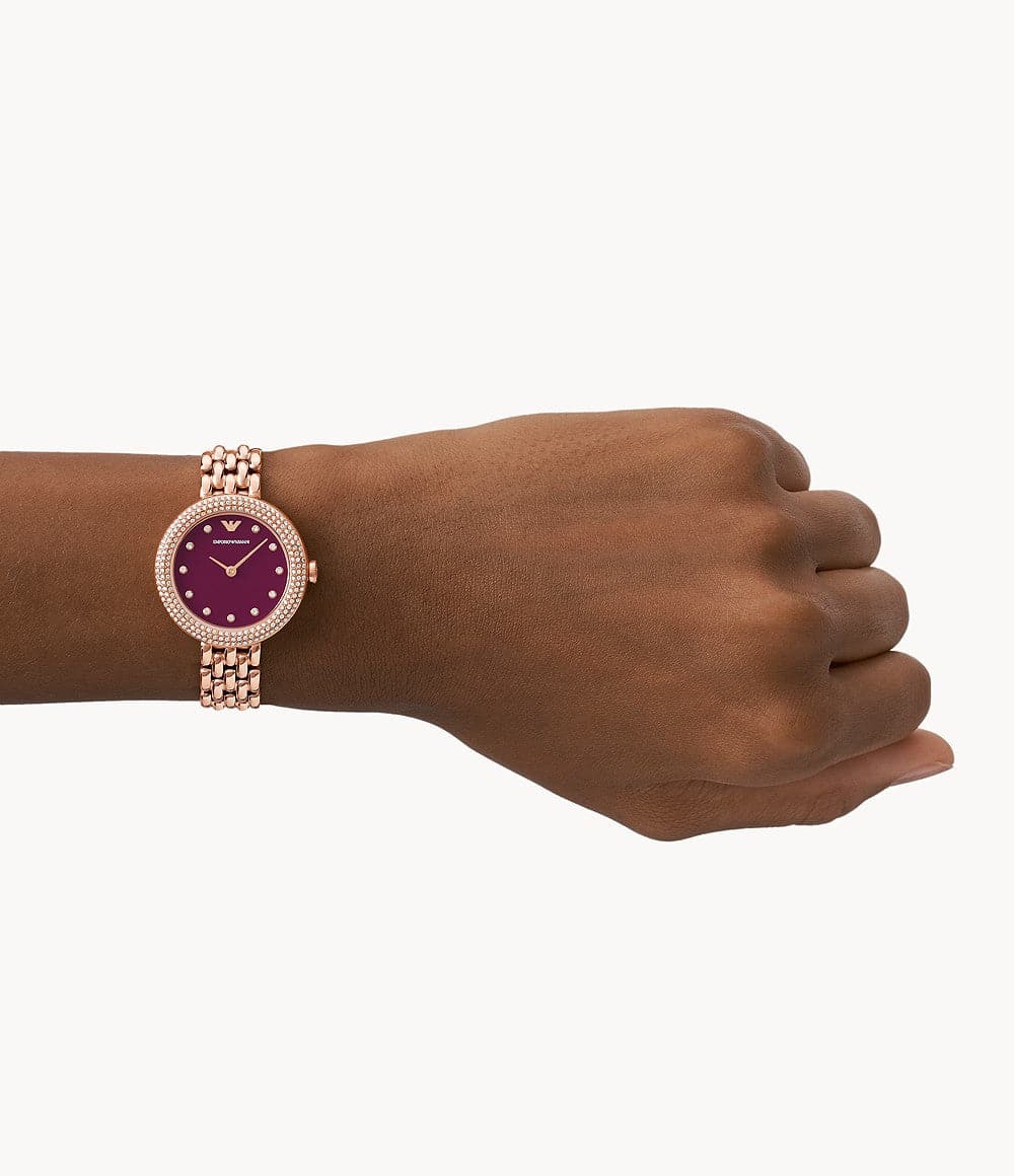Emporio Armani Two-Hand Rose Gold Stainless Steel Watch AR11491I