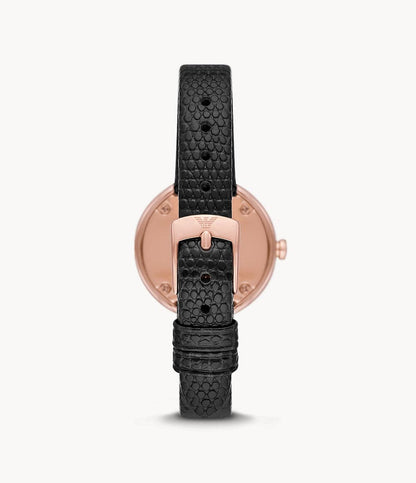 Emporio Armani Two-Hand Black Leather Watch AR11493I