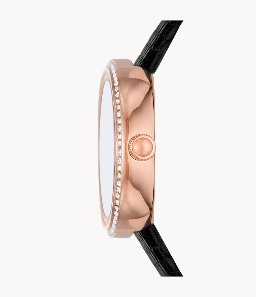 Emporio Armani Two-Hand Black Leather Watch AR11493I