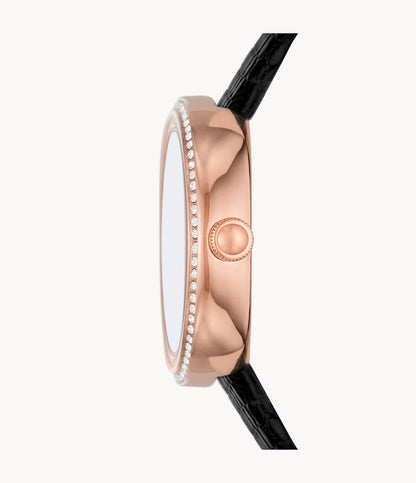Emporio Armani Two-Hand Black Leather Watch AR11493I
