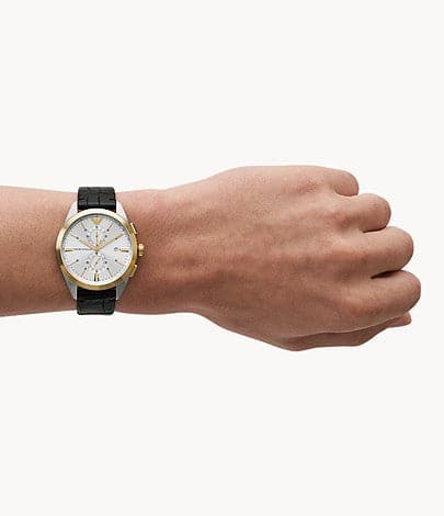 Emporio Armani Chronograph Black Leather Watch AR11498I