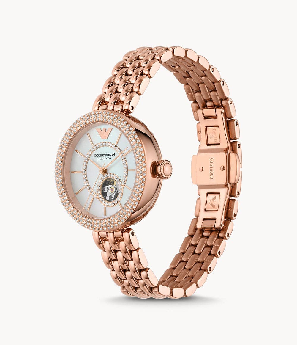 Emporio Armani Automatic Rose Gold Stainless Steel Watch AR60065