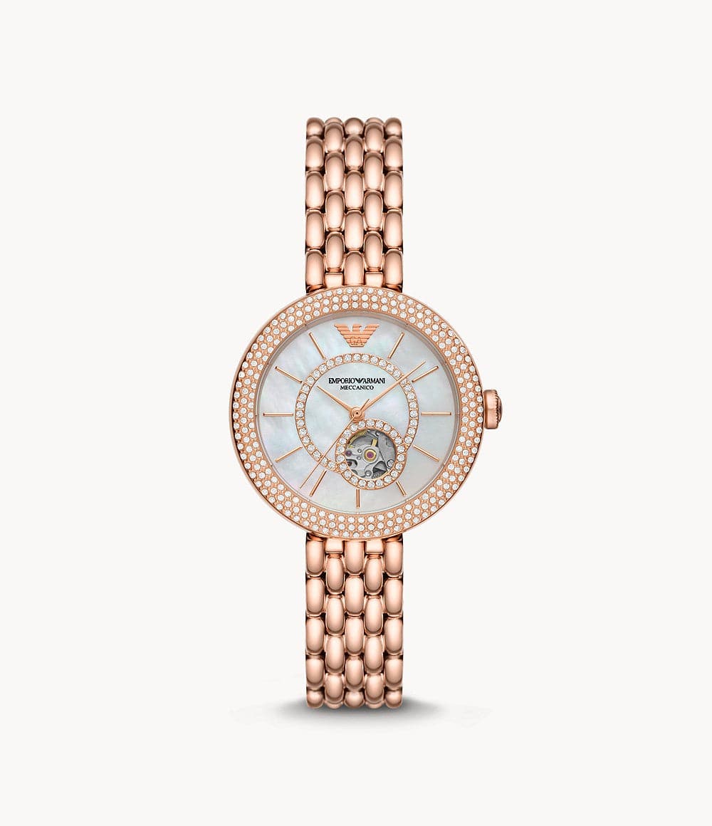 Emporio Armani Automatic Rose Gold Stainless Steel Watch AR60065