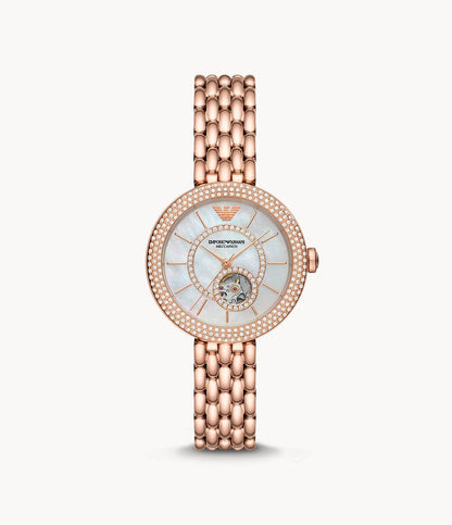 Emporio Armani Automatic Rose Gold Stainless Steel Watch AR60065