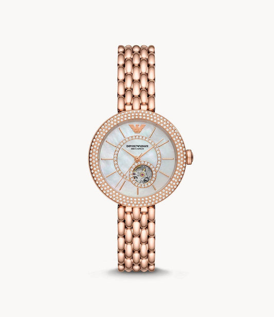 Emporio Armani Automatic Rose Gold Stainless Steel Watch AR60065