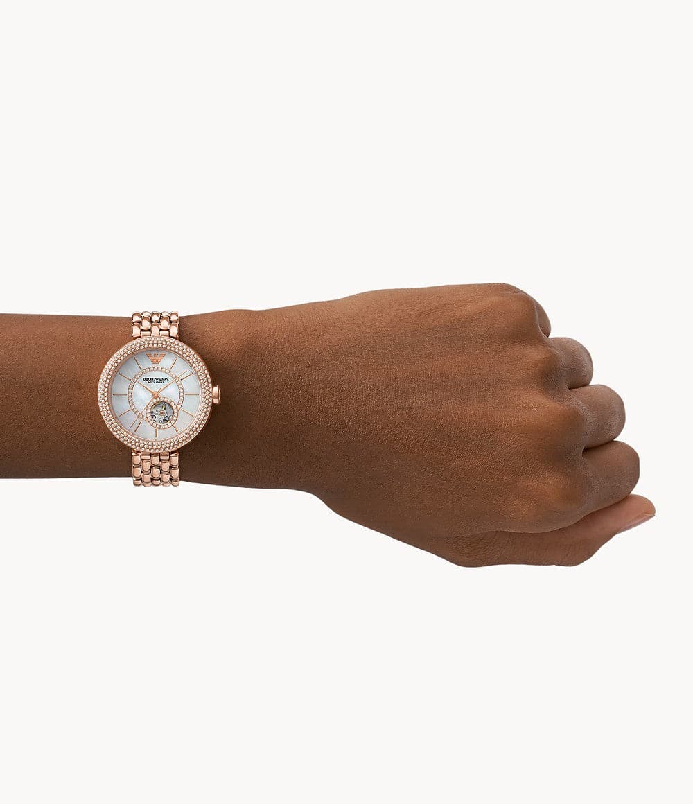 Emporio Armani Automatic Rose Gold Stainless Steel Watch AR60065