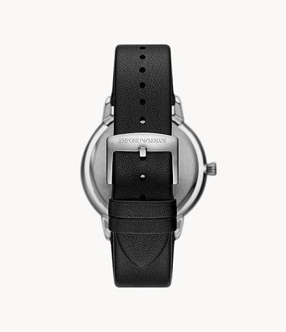 Emporio Armani Three-Hand Date Black Leather Watch and Bracelet Set AR80064SET