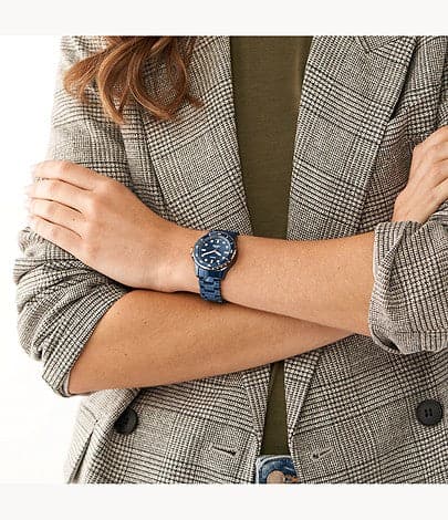 FOSSIL FB-01 Three-Hand Blue Ceramic Watch CE1125I