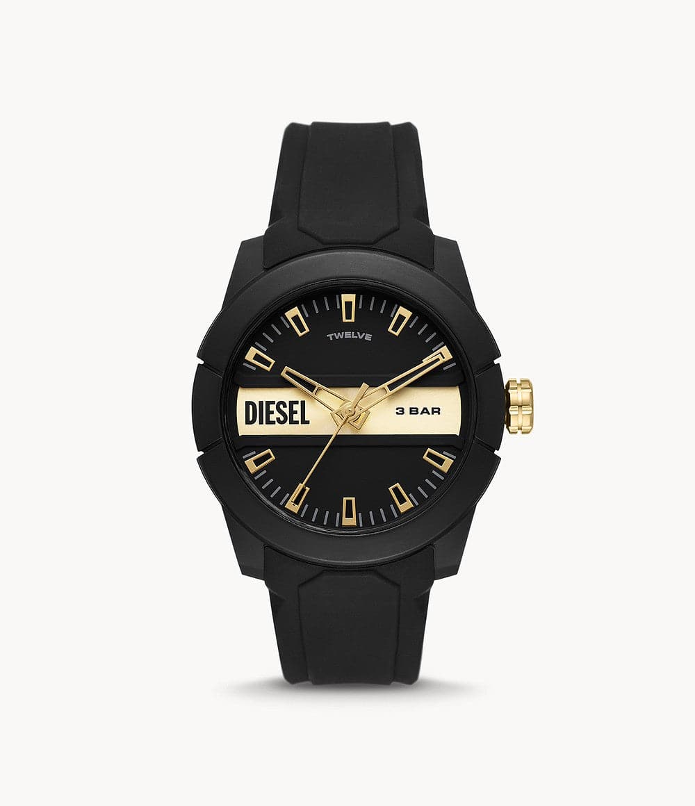 Diesel Double Up Three-Hand Black Silicone Watch DZ1997i