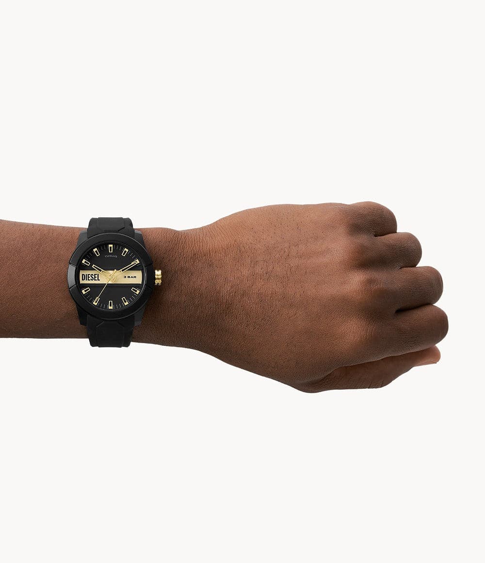 Diesel Double Up Three-Hand Black Silicone Watch DZ1997i