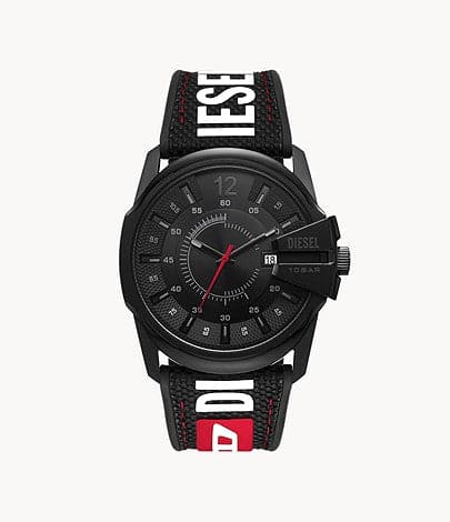 Diesel Master Chief Three-Hand Date Black Leather, Nylon, And Silicone Watch DZ2160I