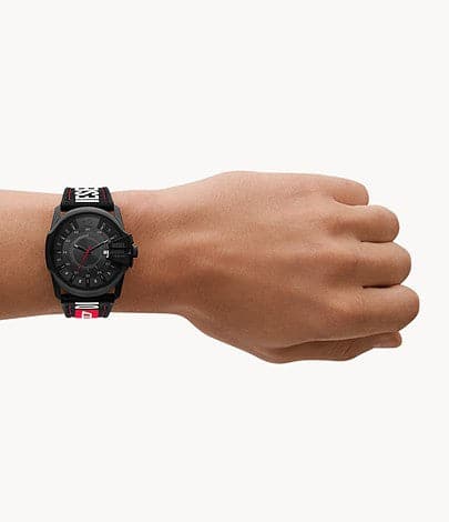 Diesel Master Chief Three-Hand Date Black Leather, Nylon, And Silicone Watch DZ2160I