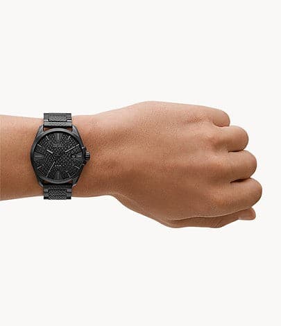 Diesel MS9 Three-Hand Date Black-Tone Stainless Steel Watch DZ2161I