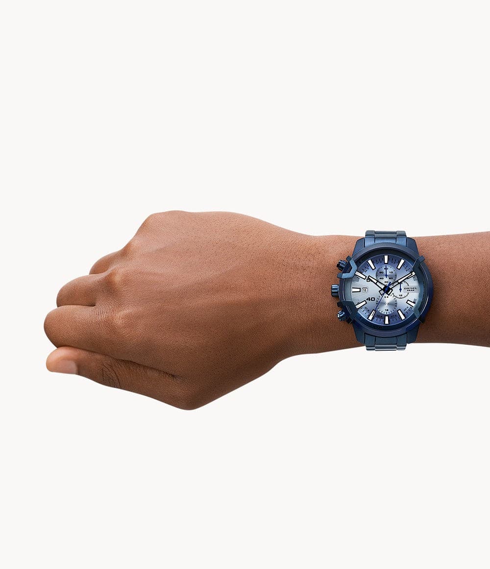 Diesel Griffed Chronograph Blue-Tone Stainless Steel Watch DZ4596I