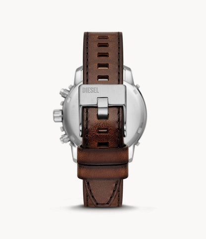 Diesel Griffed Chronograph Brown Leather Watch DZ4604i