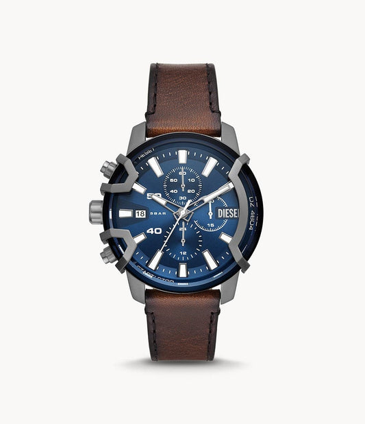 Diesel Griffed Chronograph Brown Leather Watch DZ4604i