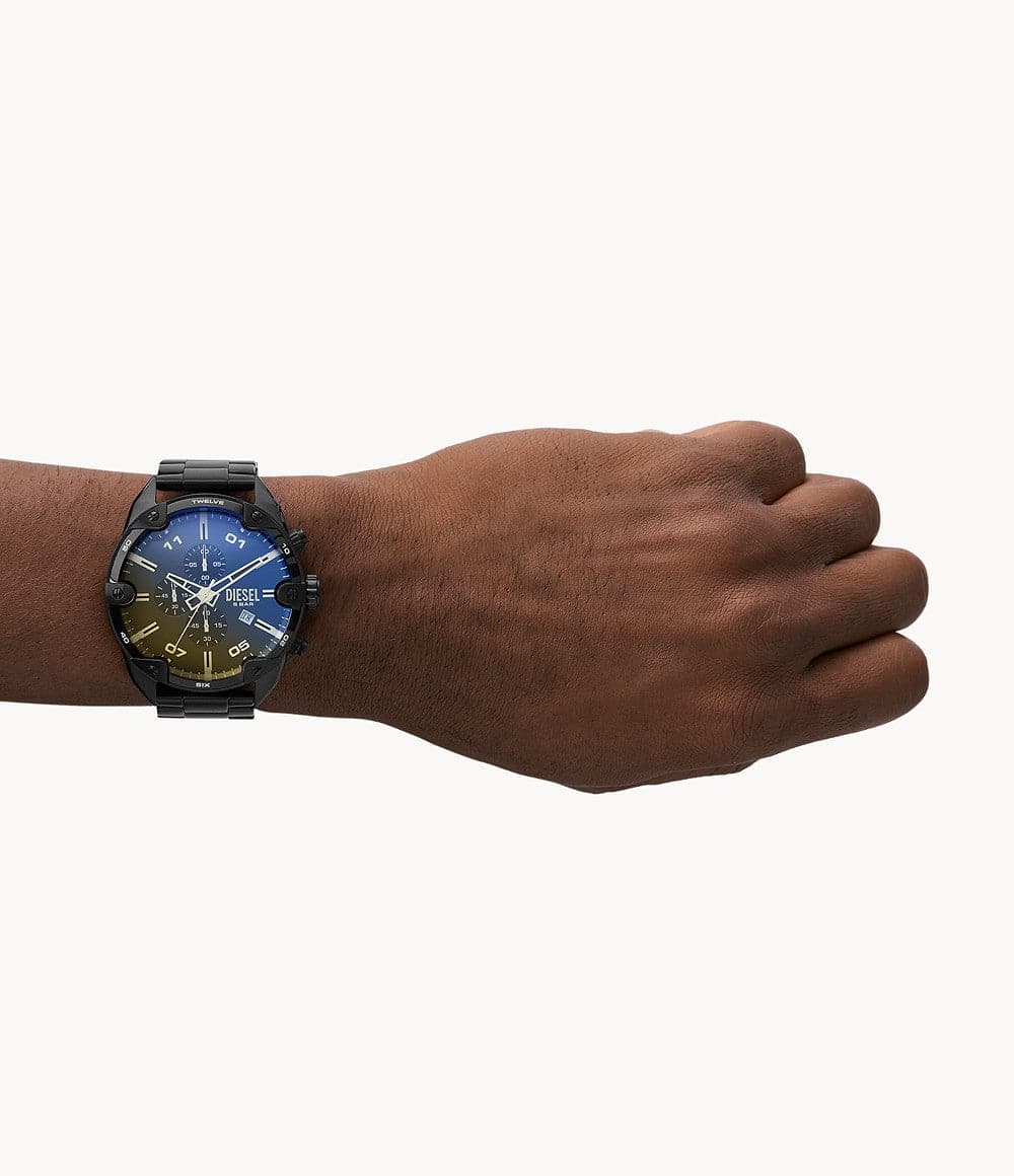 Diesel Spiked Chronograph Black-Tone Stainless Steel Watch DZ4609i