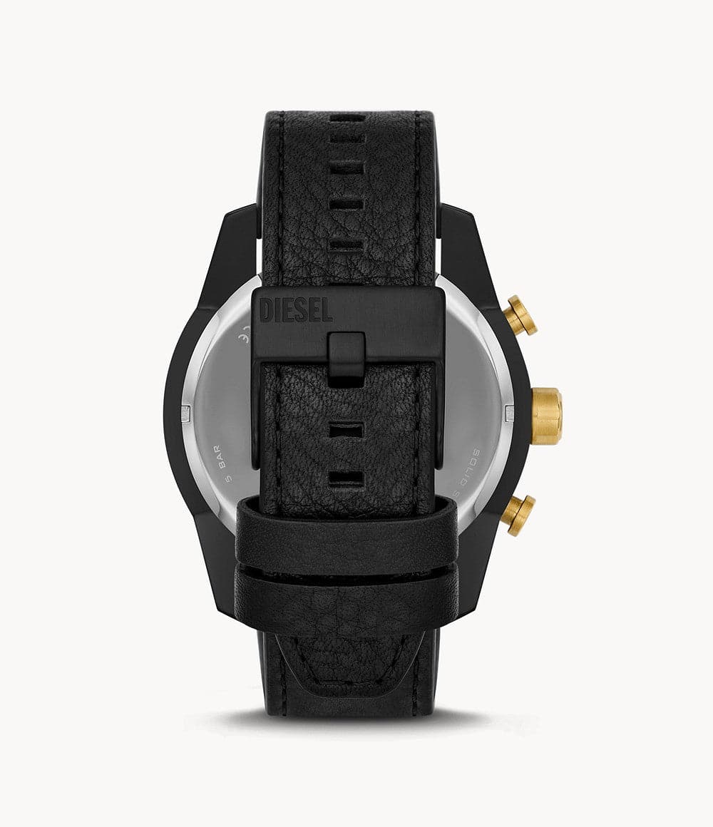 Diesel Split Chronograph Black Leather Watch DZ4610I