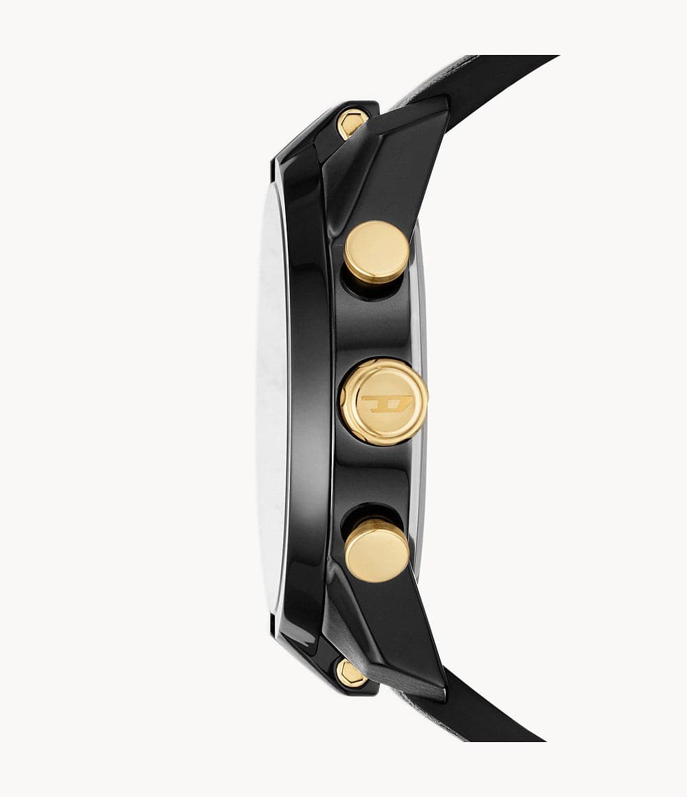 Diesel Split Chronograph Black Leather Watch DZ4610I