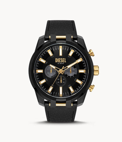 Diesel Split Chronograph Black Leather Watch DZ4610I