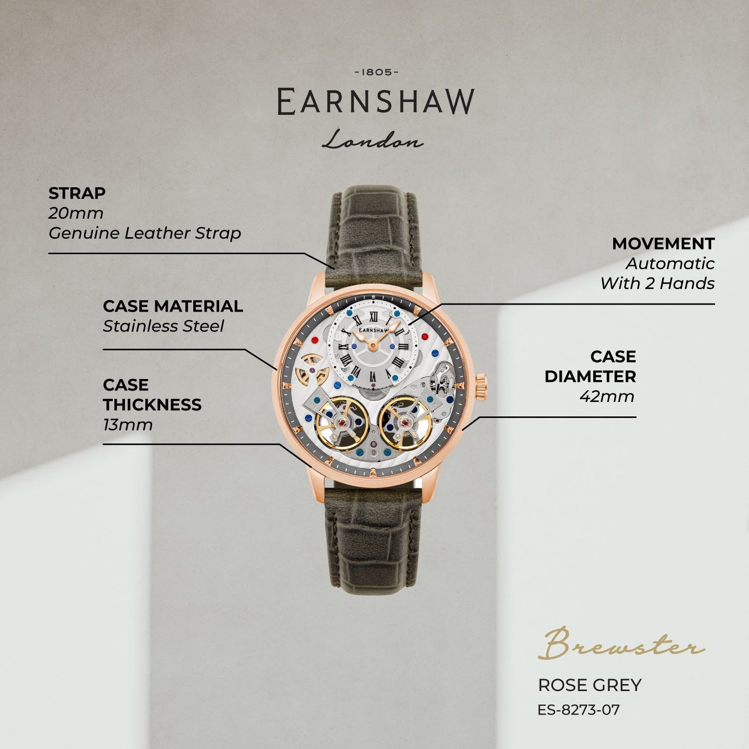 Brewster Double Barrel Automatic Men's Watch -  ES-8273-07