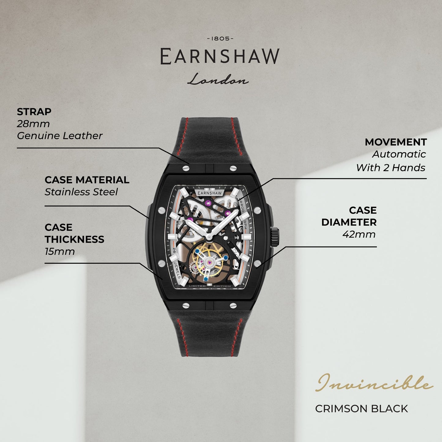 Invincible Limited Edition Tourbillon Automatic Men's Watch - ES-8281-05