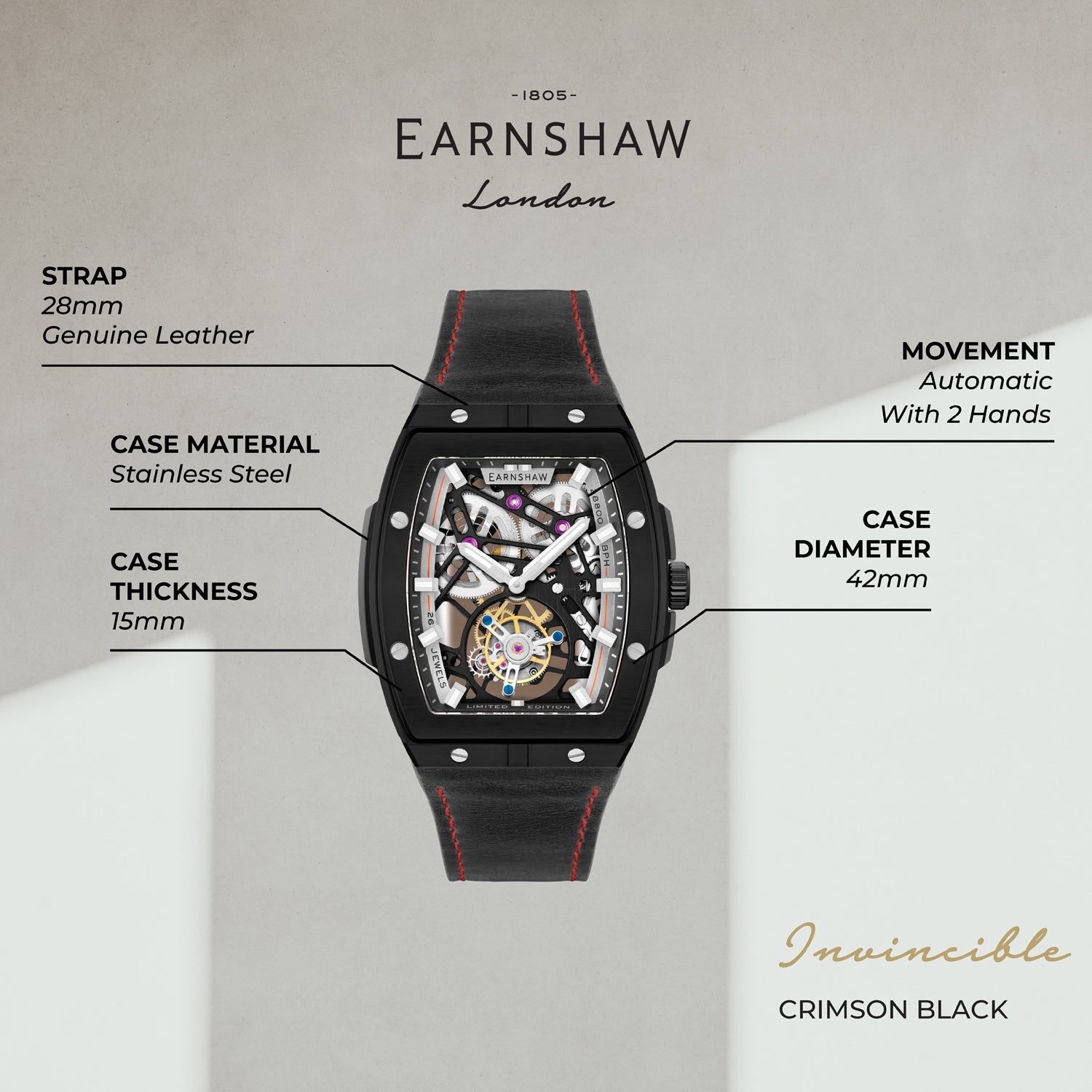 Invincible Limited Edition Tourbillon Automatic Men's Watch - ES-8281-05