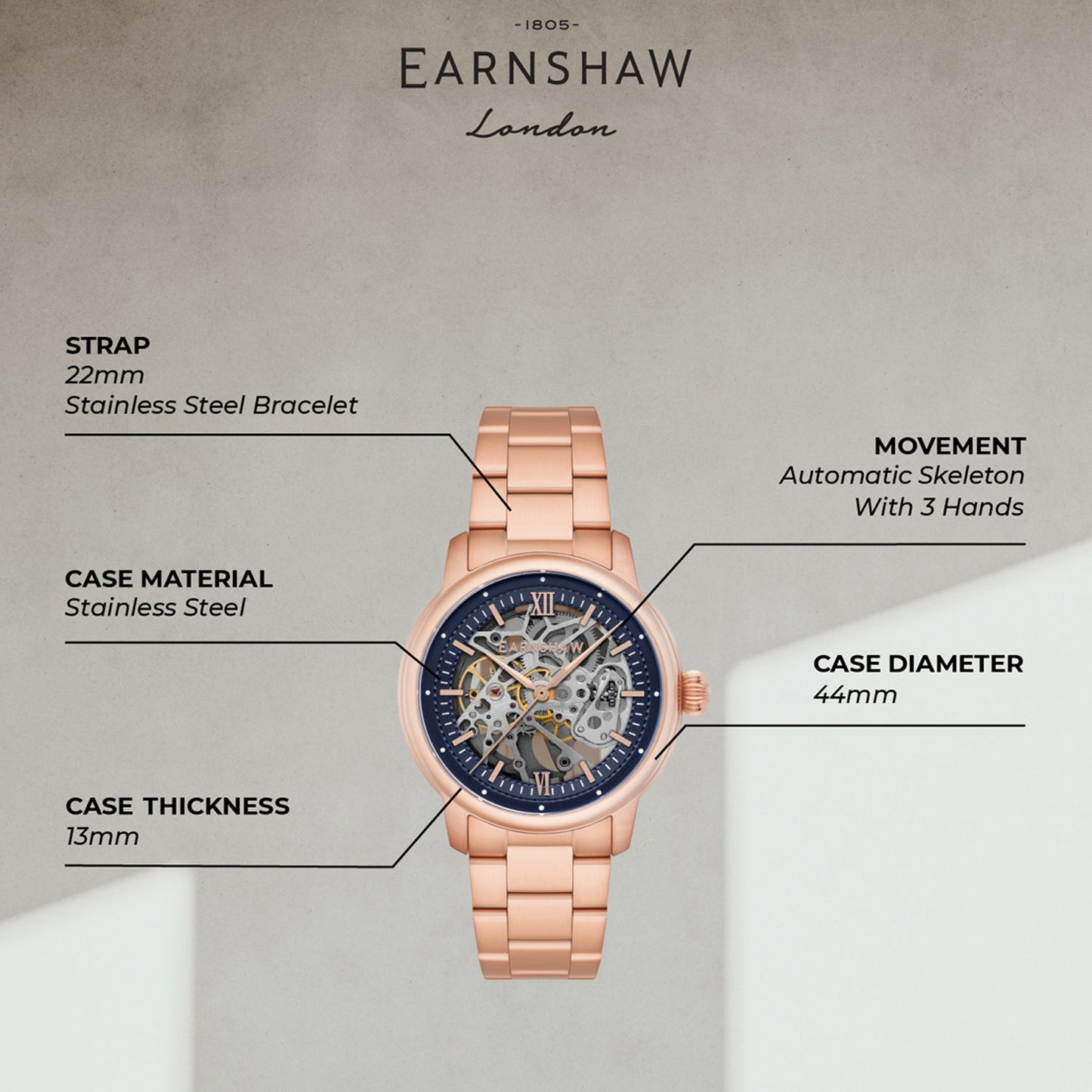Cornwall Skeleton Automatic Men's Watch -  ES-8290-55