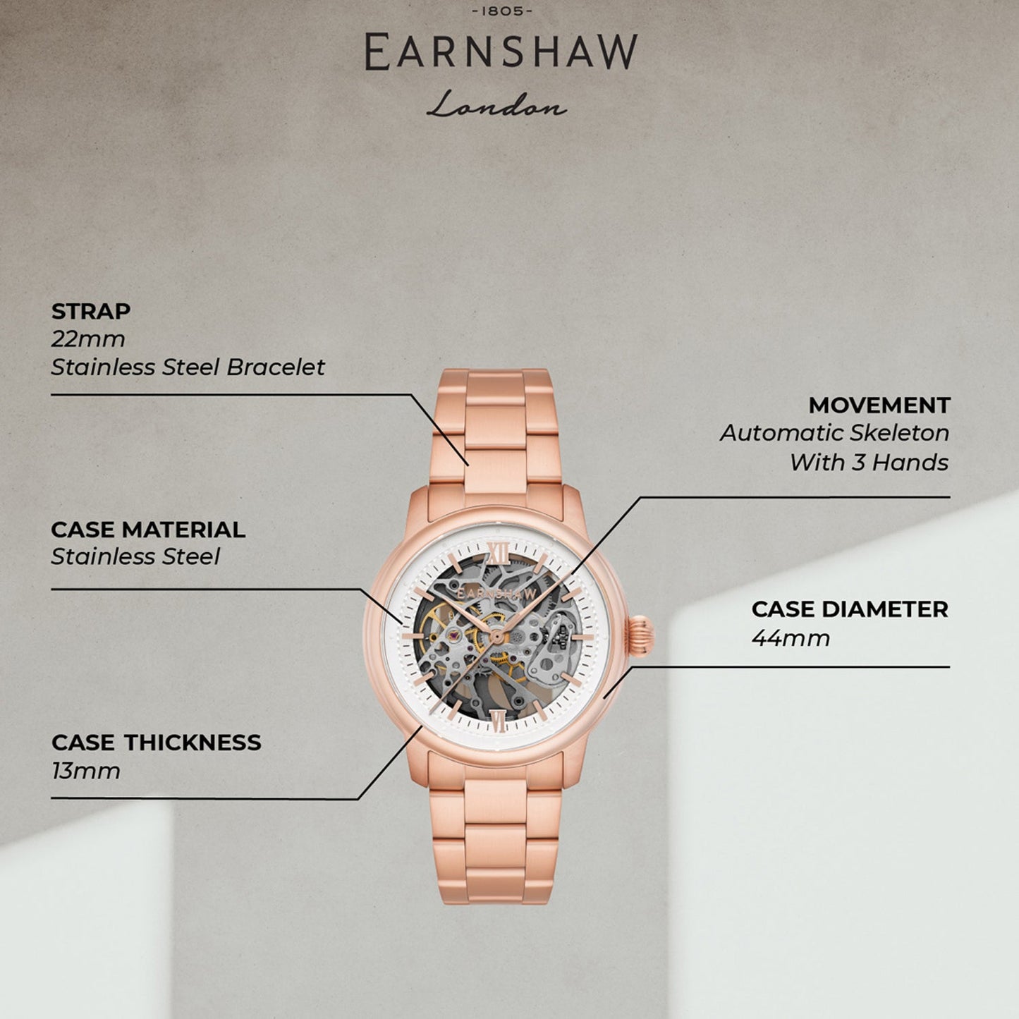 Cornwall Skeleton Automatic Men's Watch -  ES-8290-66