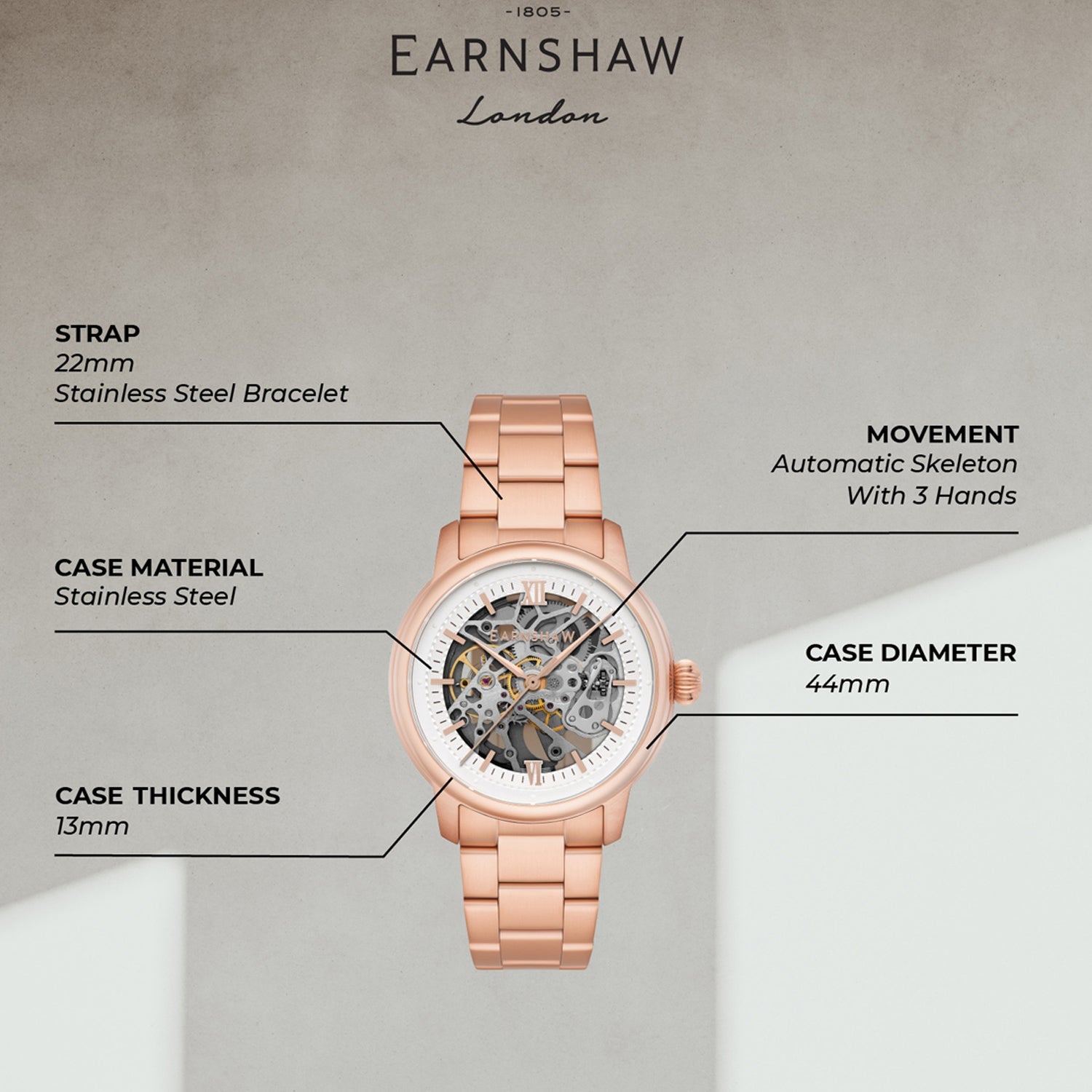 Cornwall Skeleton Automatic Men's Watch -  ES-8290-66
