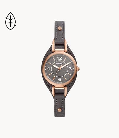 FOSSIL Carlie Three-Hand Black Eco Leather Watch ES5212I