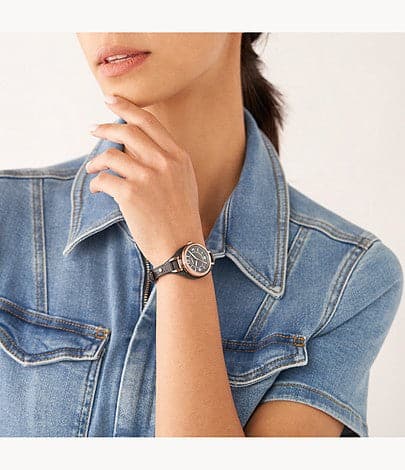 FOSSIL Carlie Three-Hand Black Eco Leather Watch ES5212I