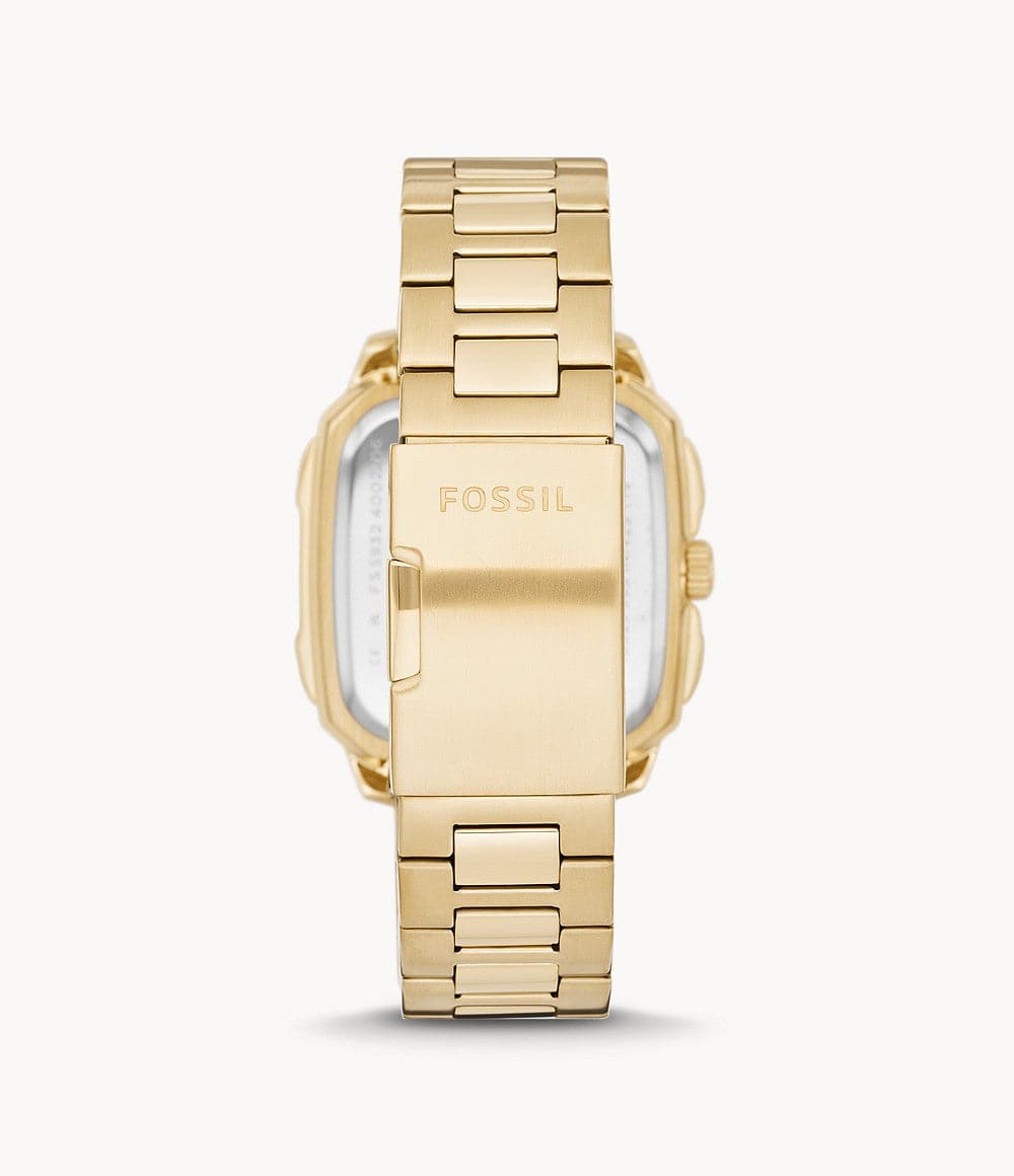 FOSSIL Inscription Three-Hand Date Gold-Tone Stainless Steel Watch FS5932I