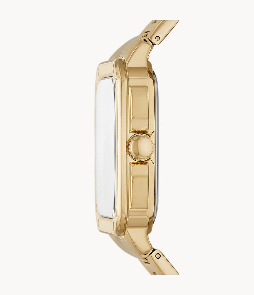 FOSSIL Inscription Three-Hand Date Gold-Tone Stainless Steel Watch FS5932I