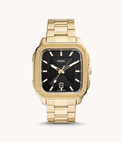 FOSSIL Inscription Three-Hand Date Gold-Tone Stainless Steel Watch FS5932I