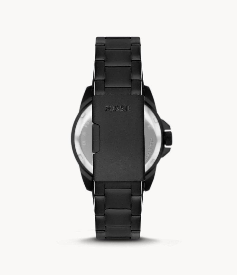 FOSSIL Bronson Three-Hand Date Black Stainless Steel Watch FS5940I