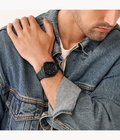 FOSSIL Bronson Three-Hand Date Black Stainless Steel Watch FS5940I