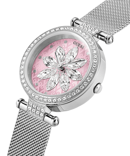 SPARKLING PINK LIMITED EDITION 32MM PINK & SILVER MESH WATCH