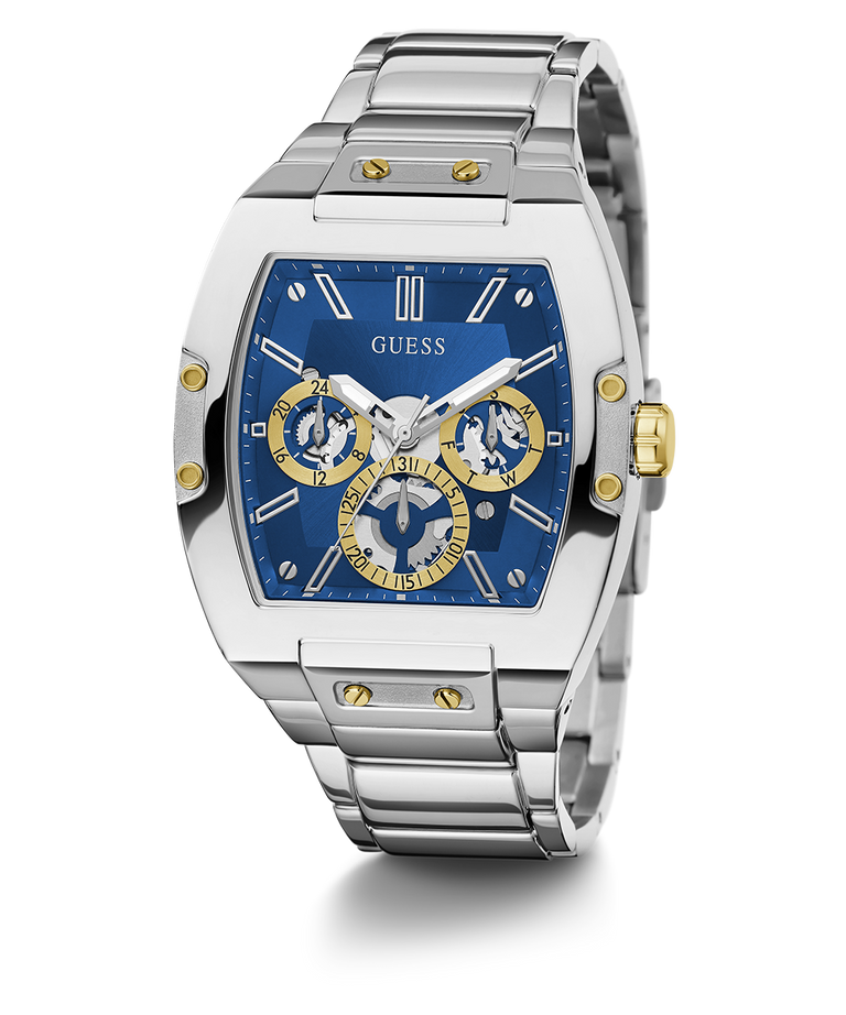 GUESS Mens Silver Tone Multi-function Watch