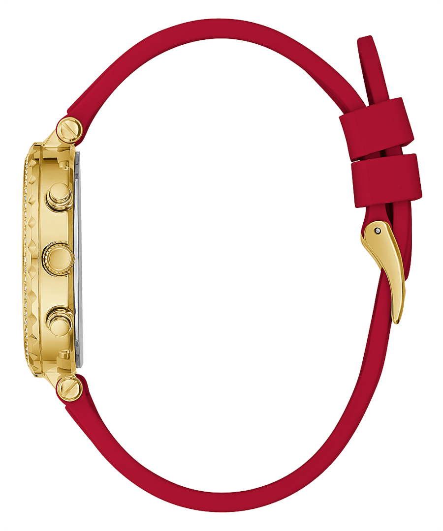 GOLD TONE CASE RED SILICONE WATCH