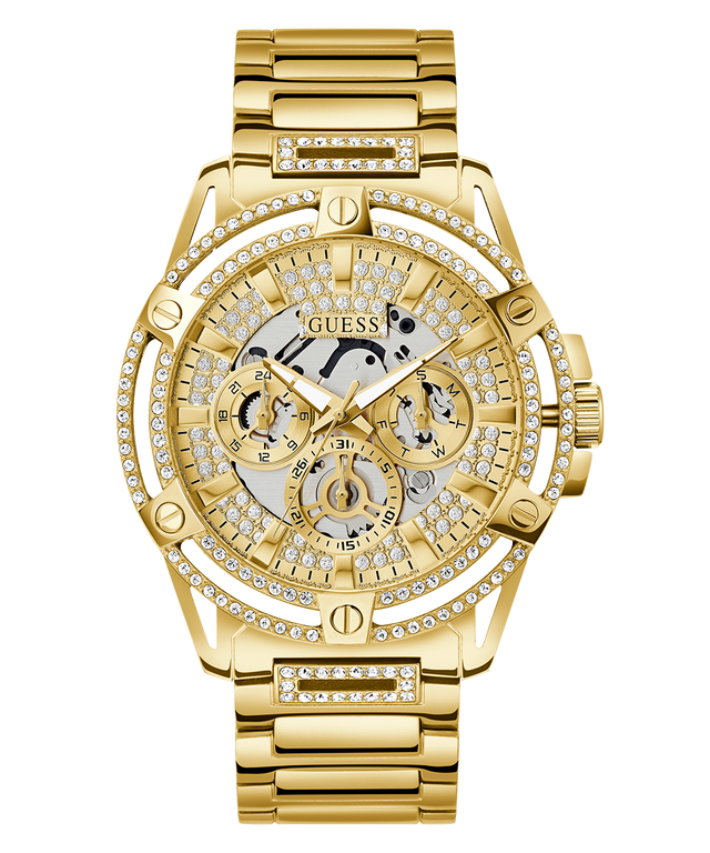 GUESS Mens Gold Tone Multi-function Watch