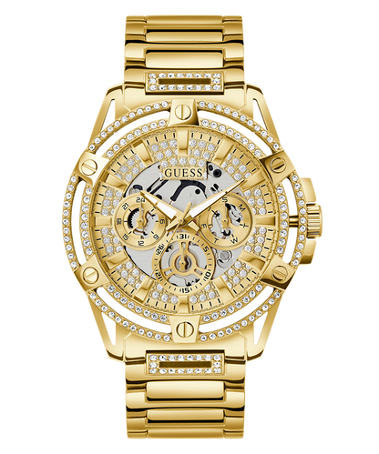 GUESS Mens Gold Tone Multi-function Watch