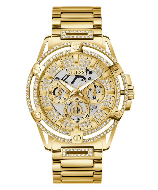 GUESS Mens Gold Tone Multi-function Watch